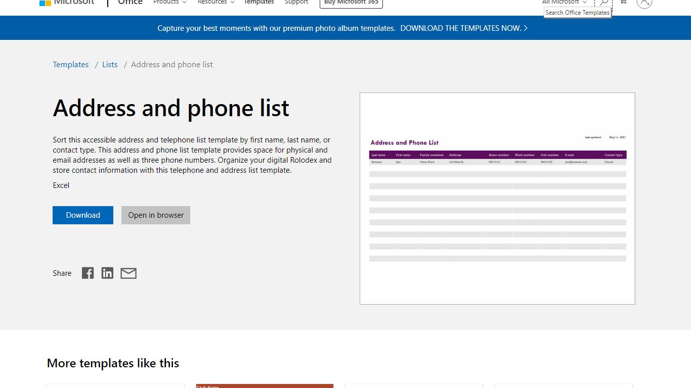 Address and phone list - templates.office.com